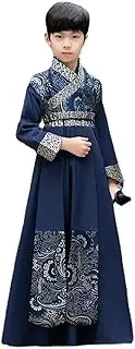 [JIMINISO] Traditional Costume Ancient Costume Knight Tang Suit Thickened Poetry Book Clothing Printing Round Neck Robe