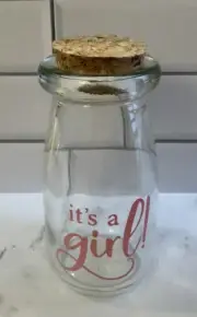 It’s A Girl Vintage Milk Bottle Corked Glasses Party Favors - 24 Jars