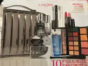 Lancome BEAUTY BOX 10 Full Size Products MAKEUP +TRAIN CASE NEW NIB! Gift