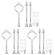 3 Set Cake Tray Stand Handle Plate Hardware Fitting, 3-Tiers Crown Silver