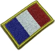 [BR44] BP0031V11 France Flag Embroidered Patch Gold Border Uniform Kart Kimono, Hook Fasteners Attach to Tactical Hats and Gears