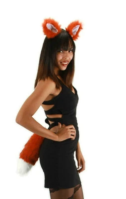 FOX EARS AND TAIL SET BROWN RED ADULT FOX FOXY ANIMAL COSTUME ACCESSORY KIT