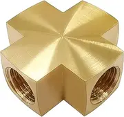 Midanya 1/4 x 1/4 x 1/4 x 1/4 Inch NPT Female Thread Adapter Cross Pipe Fitting Barstock Cross 4 Way Connector Brass Pipe Fittings(1-pack)