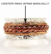 Two Tone Meditation Spinner 925 Solid Sterling Silver Band Ring Sz 7