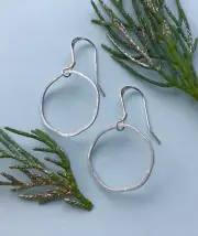 New Artisan jewelry Sterling Silver Sundance Charm Irregular Circle Earrings