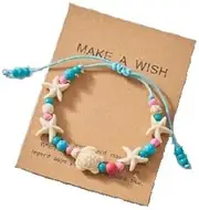 [Borhmty] Sea Turtle Anklet Bracelet for Women Bohemian Boho Handmade Bead Bracelet Sea Turtle Gifts for Women Friend, Small, Plastic, no gemstone