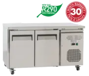 Benchtop Fridge 2 Solid Door Exquisite 314L Stainless Steel Restaurant Kitchen