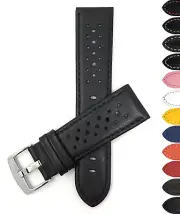 18mm Leather Rally Strap, Watch Band for Baume Mercier Clifton Baumatic