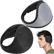 [Wedhapy] Ear Muffs 2Pcs Winter Fluffy Ear Muffs Behind-The-Head Adjustable & Foldable Ear Covers Protection for Cold Weather Running Skiing