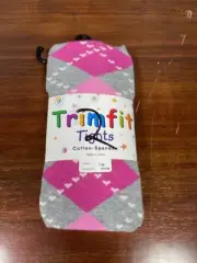 Trimfit Kids Tights Pink and Gray Argyle Patterned Tights Size 7-10