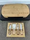 5 Piece Cheese Knifes & Wooden Cutting Serving Board Set Gift