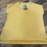 Orvis Shirt Women's XL Yellow V Neck Cap Sleeve Knit Tunic Top Stretchy NWT