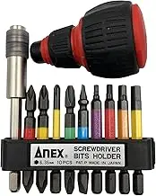 ANEX ACMH9-EH Color Bit Extension Holder, Replacement Handle, Holder Included, Set of 9