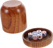 GETAJGHSD Unique Wooden Dice Shaker Cup Bar Game Accessory with 5 Dice for Social Gatherings