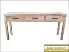 NEW Rustic Recycled Elm Timber 3 Drawer Console Or Hall Table Natural Colour