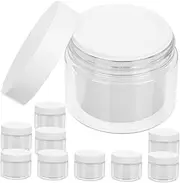 ADOCARN 10pcs Transparent Plastic Tank Spice Pudding Jars with Lids Butter Dish with Lid Skincare Jelly Biscuit Sunscreen Dispenser Cookie Cream Gel Cosmetic Jam Jar Lids Cuticle White