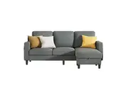 Advwin 3-Seater Sofa L-shaped Convertible lounge Chaise with Storage Ottoman 198cm Linen Grey