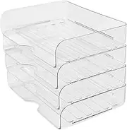 Four-Layer Document Tray, Stackable Letter Tray, Slightly Tilted at The Front to Prevent Documents from Sliding Out, Suitable for Living Room, Bedroom, Study Room, Room, 33x25x7cm,(Clear)