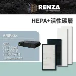 【RENZA】適用 DELTA 台達電 全熱交換器 VEB150AT/250AT(初效/活性碳/HEPA濾網4件一組 濾芯)