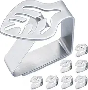 8 Pcs Silver Stainless Steel Tablecloth Clip Leaf-Shaped Table Fixing Clip Thickened Non- Tablecloth Rack