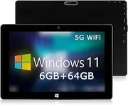 TPSPAD Tablet 10 inch Windows 11, 6GB RAM 64GB ROM, HD 1280x800 IPS, 1.6 GHz, N4020 Processor, 2MP + 5MP Dual Camera, 6000mAh Battery, GPS, WiFi, Bluetooth 4.2, Type C,OTG