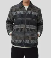 $119 Cotton On Men's Gray Sherpa Lined Harrington Long Sleeve Jacket Coat Size M