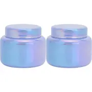 2x Annabel Trends Glass Opal Jar Home/Bathroom Storage Organiser Sml Periwinkle