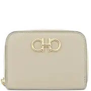 Ferragamo Women Wallet Accessories Gancini Coin Case Double Calf Daino Gold Hard