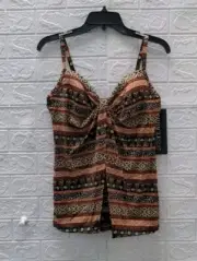 New Miraclesuit Tribal Tigress Gala Tankini Top Sz. 10