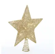 Holiday Time Warm White LED Gold Star ChristmasTree Topper, 15"