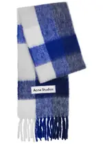 Acne Studios Vally Checked Alpaca-blend Scarf - Blue And White ONE SIZE