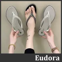 在飛比找蝦皮購物優惠-【Eudora】水鑽拖鞋 防水拖鞋 平底拖鞋 夾腳拖鞋 人字