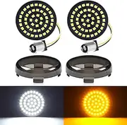 [Benlari] New 1157 LED Motorcycle Front Turn Signals Bulbs 2 Inch Bullet Lights with Smoked Lens Covers Fit for Harley Davidson Touring Dyna Softail Sportster Street Glide Road Glide Iron 883, 2PCS