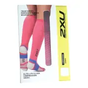 2XU Women's Elite Lite X:Lock Performance Compression Socks Pink / White Size XS