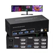 8K Displayport KVM Switch 3 Monitors 2 Computers 4K 120Hz DP KVM Switches Tri...