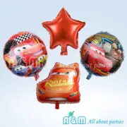 ***SPECIAL** 4 Cars Lightning Mcqueen Foil Balloon Set Birthday Party Decoration