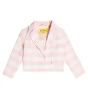 [Off-White Kids] Off-White Kids Striped cropped cotton-blend blazer Y 12 pink