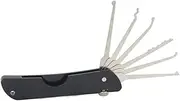Moli 6 in 1 Lock Pick Tool Pocket Knife with Transparent Lock,Folding Lock Pick Set for Training,Puzzle Lock Picking (Black Knife)