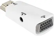 Gold-Plated to VGA Converter Adapter, 1080P with 3.5mm Audio Output, for Laptop, DVD Player, Projector, Small Size, Power from Port, Built in Chipset (White)