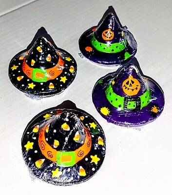 GANZ Halloween Candles Decorated Witch Hats Set of 4