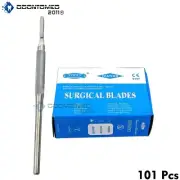 100 STERILE SURGICAL BLADES #20 #21 WITH FREE ROUND SCALPEL KNIFE HANDLE #4