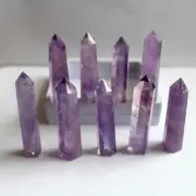 Natural Amethyst Quartz Crystal Point Wand Chakra Healing Gemstone Obelisk Tower