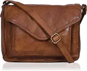 [Ozora] Handmade Leather Flapover Crossbody Purse for Women with Adjustable Strap & Overflap Snap Closure Tote/Bag