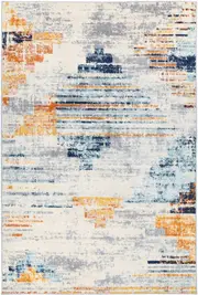 Sassily Rubric Blue Yellow Runner Rug
