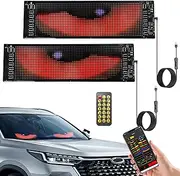 2pcs LED Eyes for Car Windshield, Devil Eyes Light for Cars, Programmable Soft Screen LED Sign with APP Control and Remote Controller, 13.7"x4"
