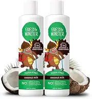Fresh Monster Toxin-free Hypoallergenic 2-in-1 Kids Shampoo & Conditioner, Coconut, 2 count, 8oz.