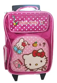 在飛比找Yahoo!奇摩拍賣優惠-【卡漫迷】 Hello Kitty  桃紅點點 拉桿式背包 