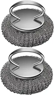 Alipis 2pcs Stainless Steel Cleaning Ball Heavy Duty Scrubber Pan Cleaner Sink Scrubber Heavy-Duty Scrubber Spong Stainless Steel Scrubber for Dishes Griddle Cleaning Scrubber Silver