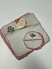 Set of 6 Handmade 7x7” Linen Napkins with 4” Wine Glass Covers - Vintage Decor