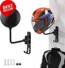Rotatable Wall-Mounted Motorcycle Helmet Rack with Hooks for Coat Hat Storage